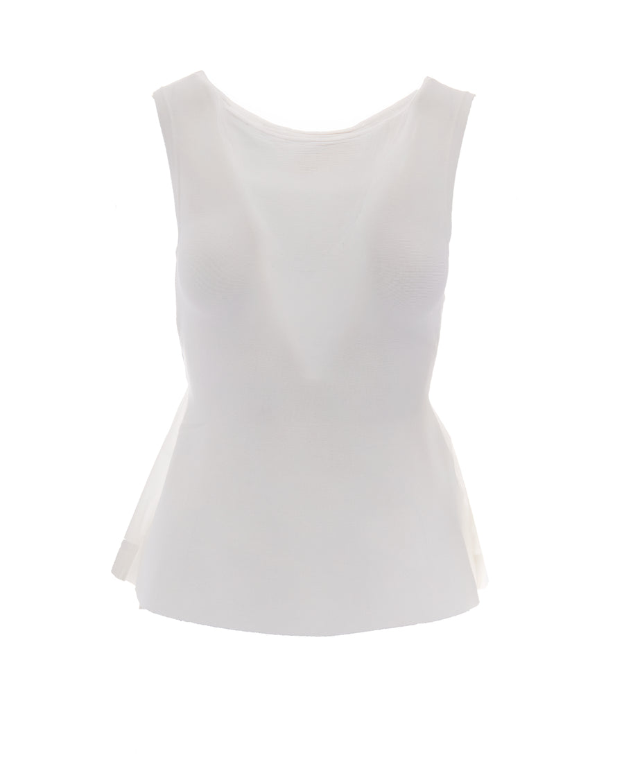 Bow-Back Top Wool White Cotton Tops