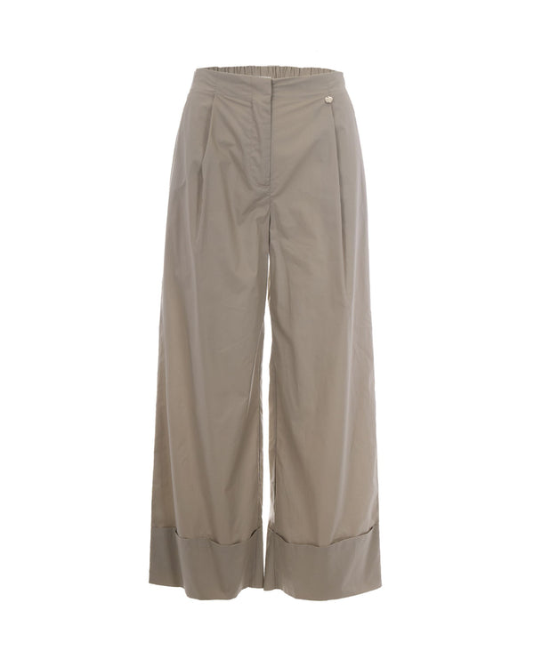 Flare Trousers Aluminium Cotton