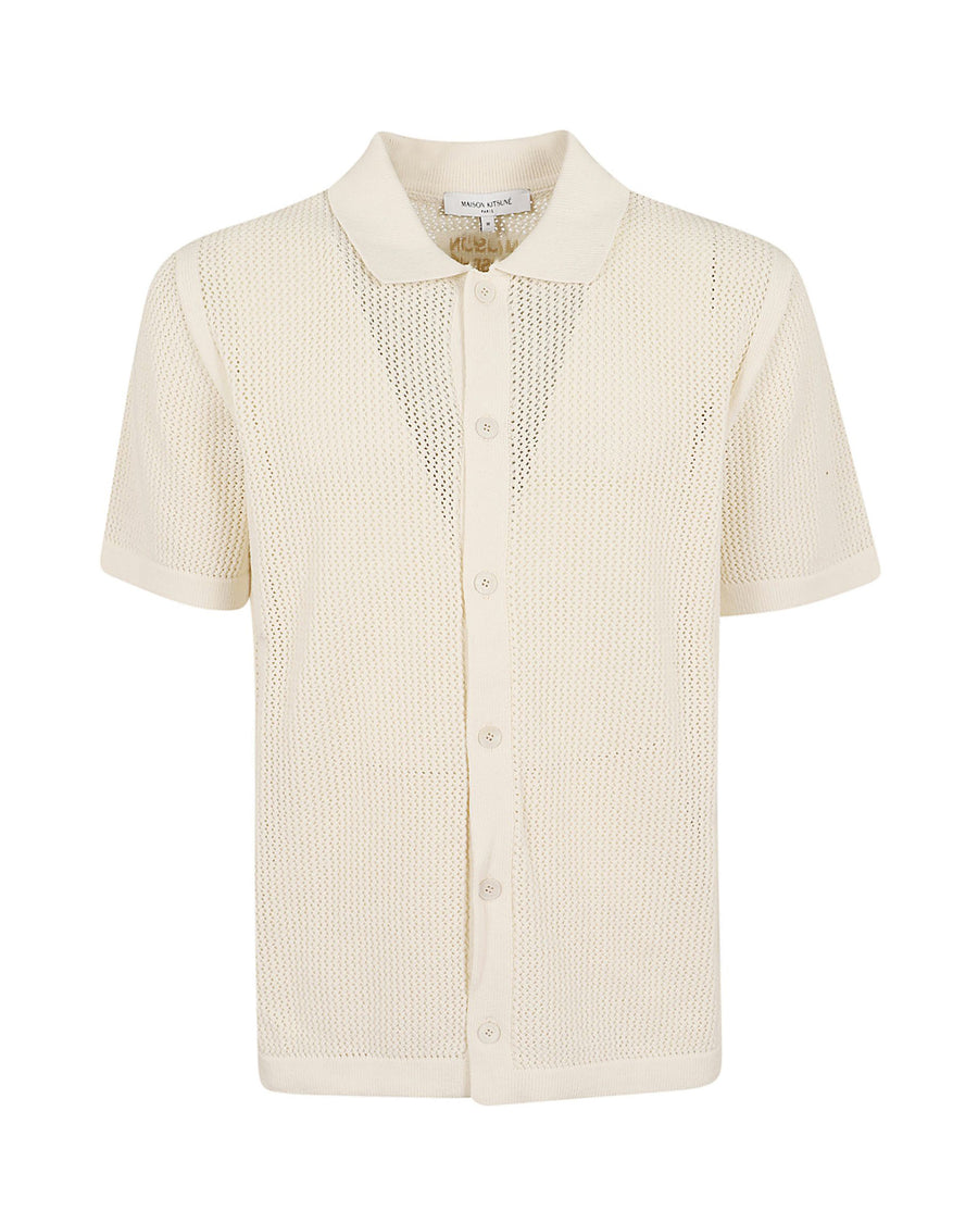 Cardigan Open Knit Pure Ecru Cotton Cardigans
