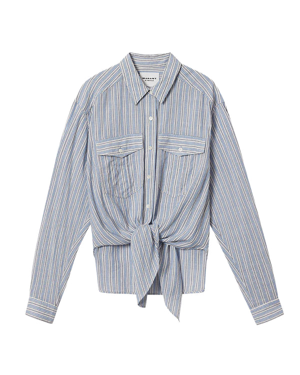 Tie-Front Shirt Nath Blue Cotton