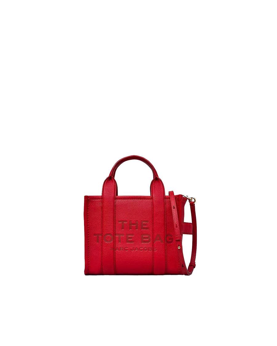 Small Leather Tote Bag True Red Shoulder