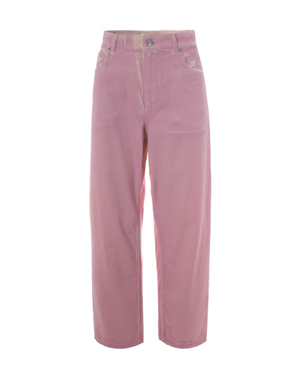 Jeans Pink Washed Denim Gummy Trousers