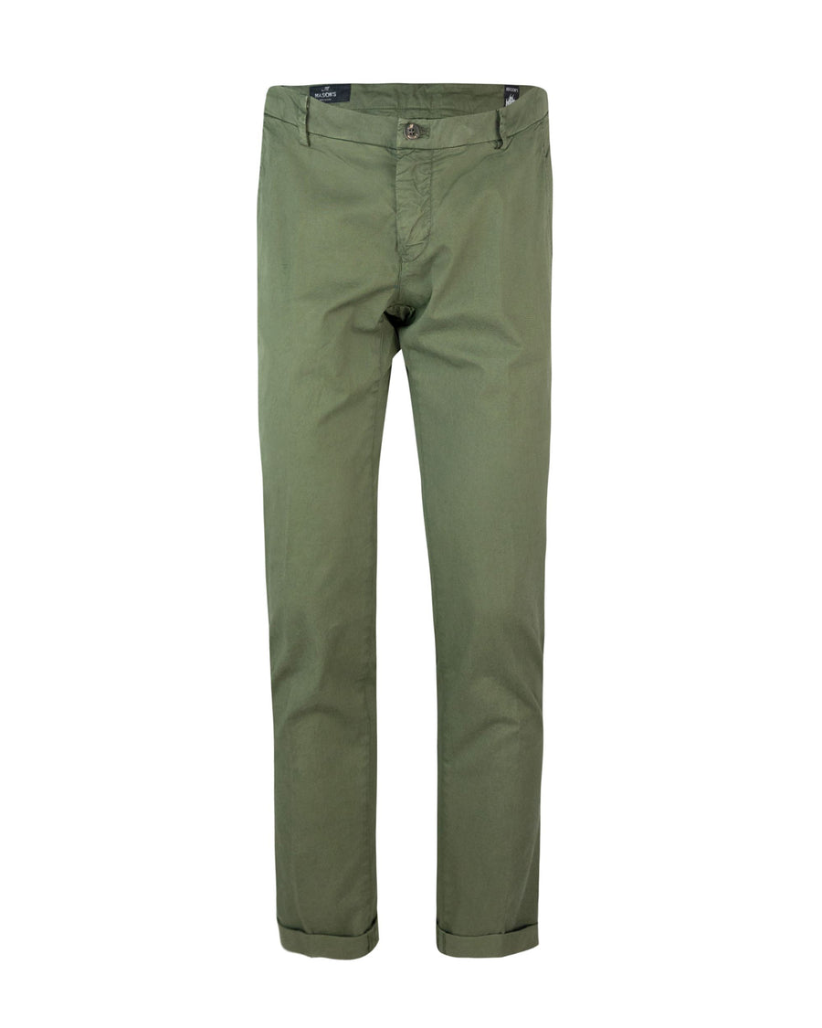 Chino Trousers Slim-Fit Green Cotton Elastane