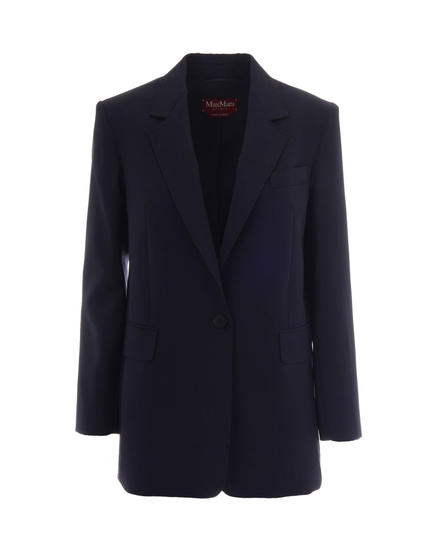 Single-Breasted Blazer Blue Virgin Wool Jacket