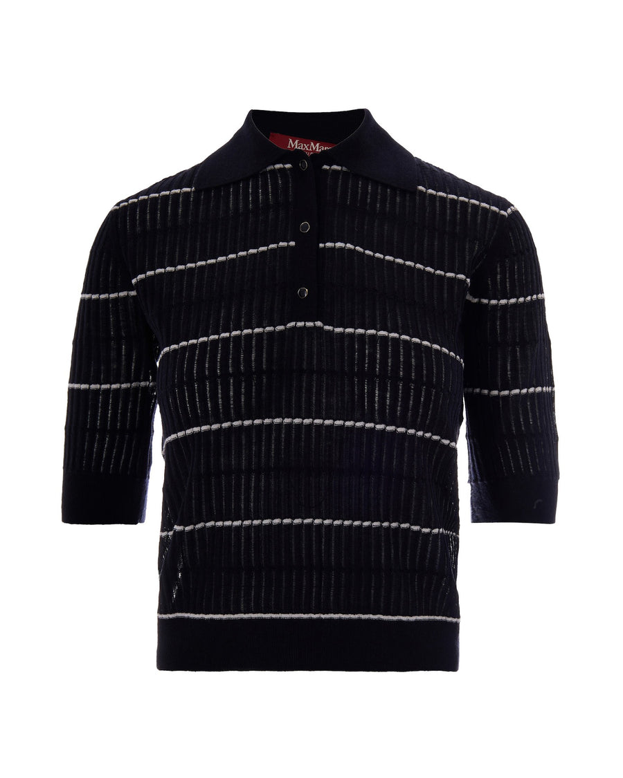 Polo Sweater Wool-Silk Blue Jumpers