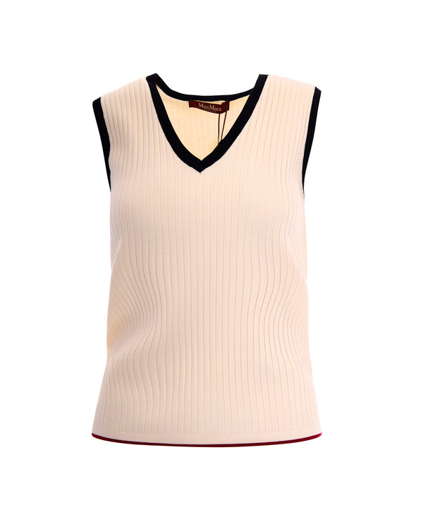 Sleeveless Viscose Top White-Blue White/blue Jumpers