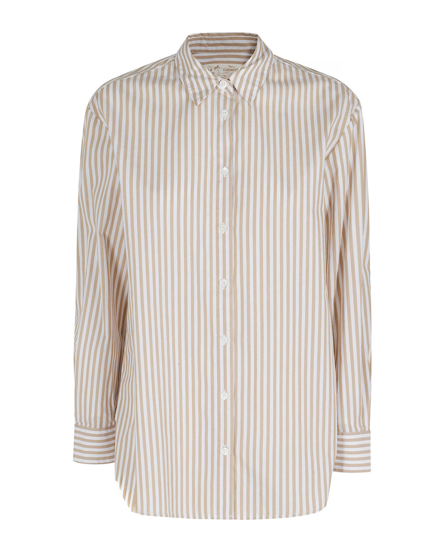 Shirt Brigitte Beige Striped Cotton