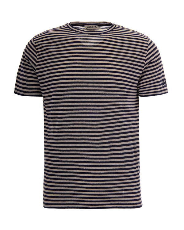 T-Shirt Dover Stripes Cotton-Linen Blue T-shirts