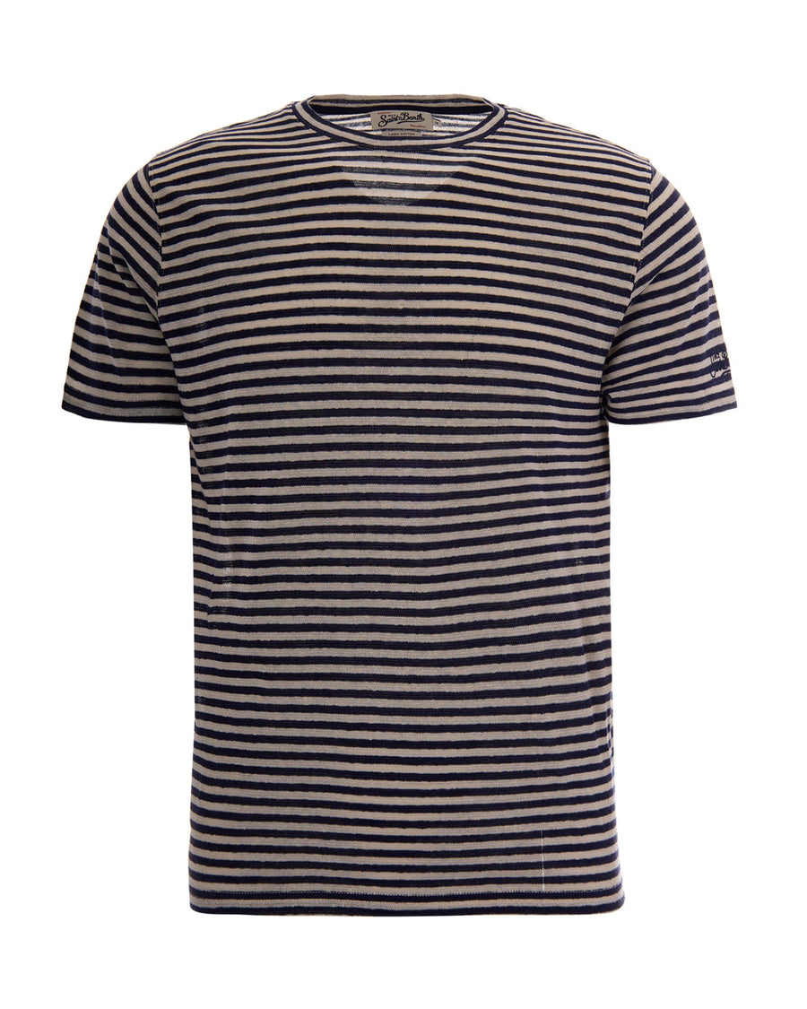 T-Shirt Dover Stripes Cotton-Linen Blue T-shirts