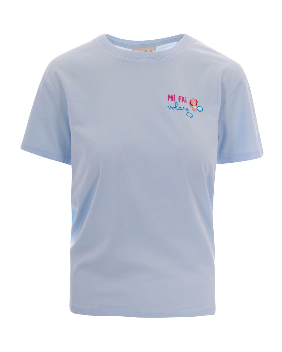 T-Shirt Emilie Mi Fai Volare Blue Cotton T-shirts & Jerseys
