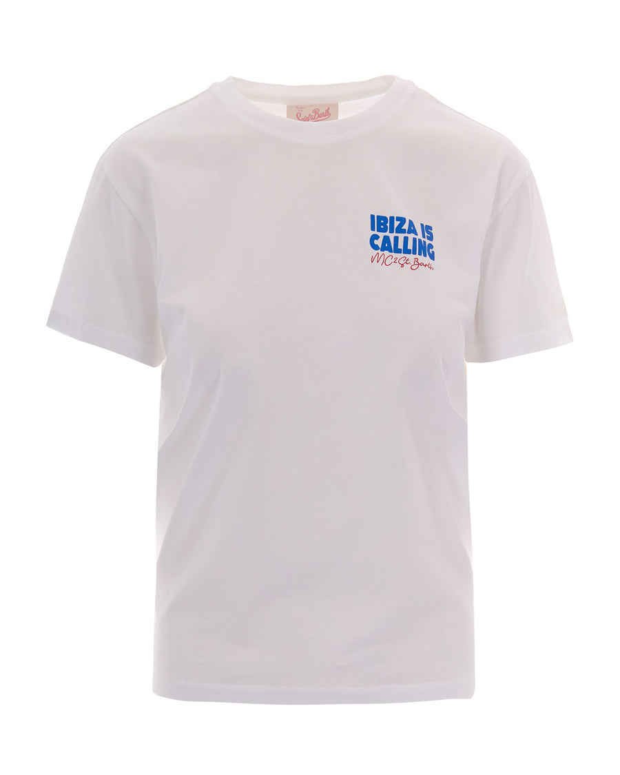 T-Shirt Emilie Ibiza Is Calling White Cotton T-shirts & Jerseys