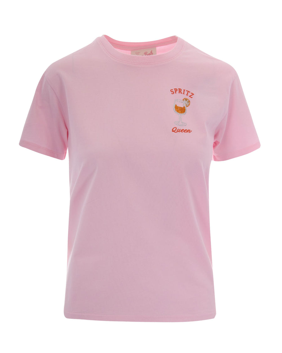 T-Shirt Emilie Rhinestone Embellished Pink Cotton T-shirts & Jerseys