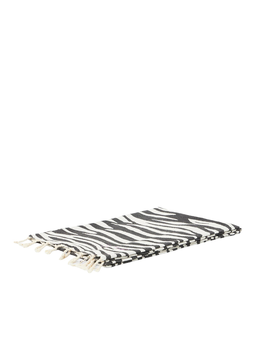 Beach Towel Foutas Zebra Skin Black Cotton Accessories