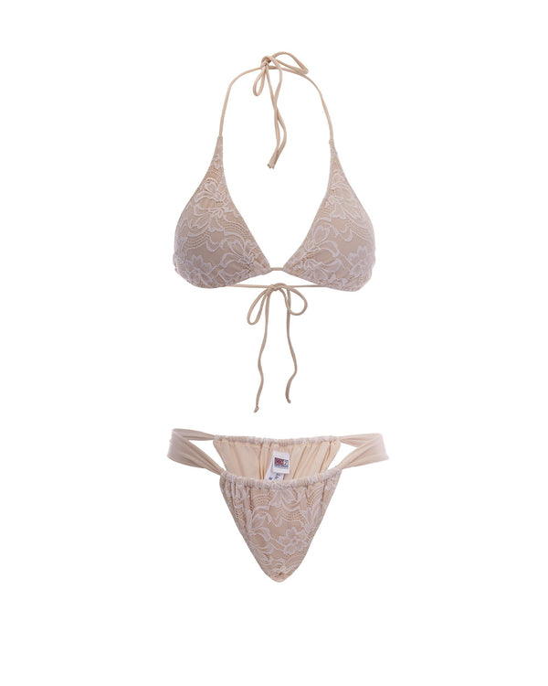 Bikini Guelle Shiny Lace Beige Polyamide One-pieces
