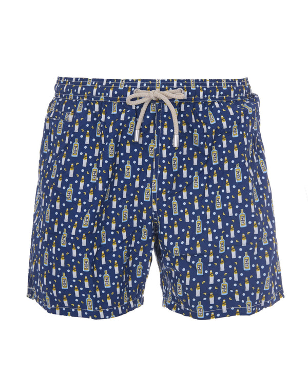 Swim Shorts Lighting Micro Fantasy Print Blue Polyester