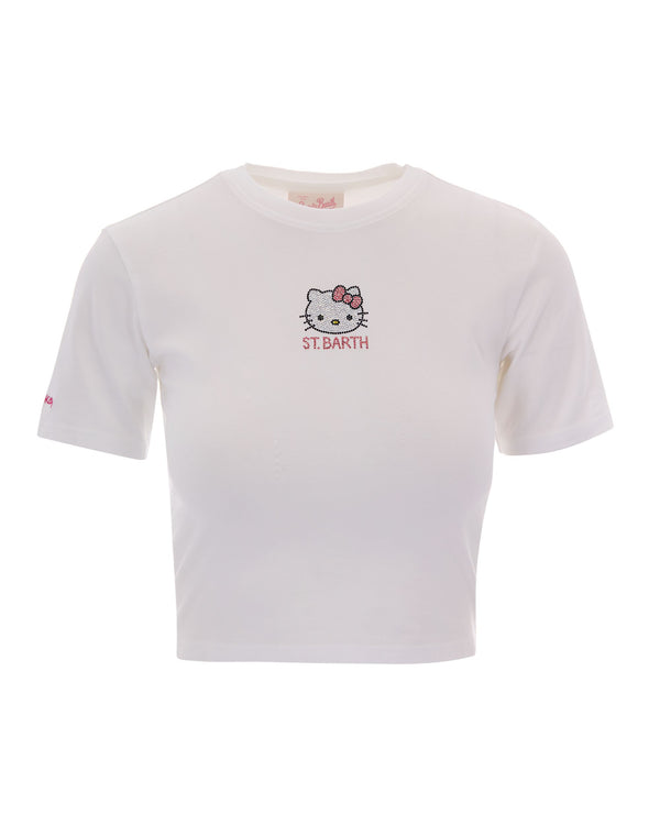T-Shirt Nives Hello Kitty With Strass White Cotton Elastane T-shirts & Jerseys