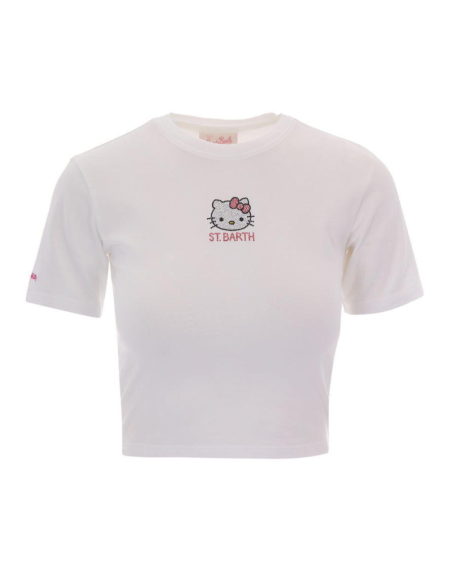 T-Shirt Nives Hello Kitty With Strass White Cotton Elastane T-shirts & Jerseys