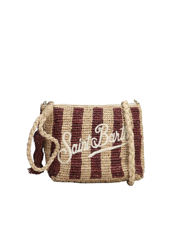 Clutch Raffia Stripes Brown Bags