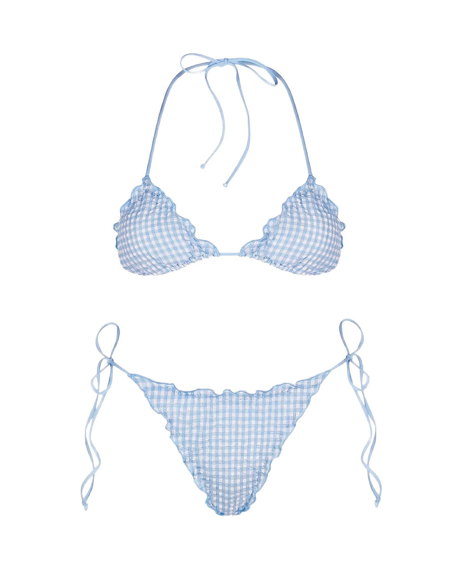 Bikini Sagitami Seersucker Light Blue Polyamide Elastane One-pieces