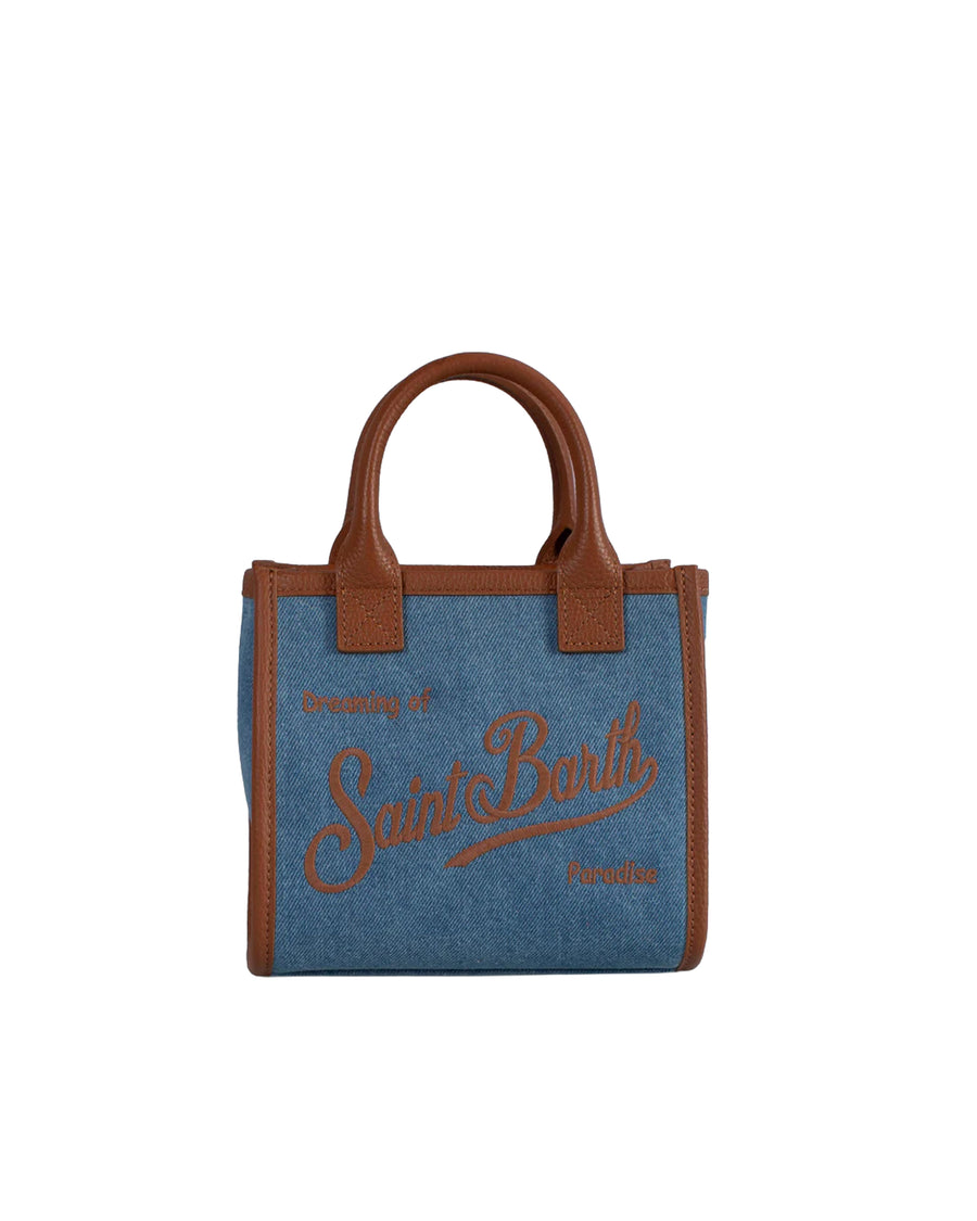 Tote Bag Vanity Mini Denim Blue Cow Leather Handbags
