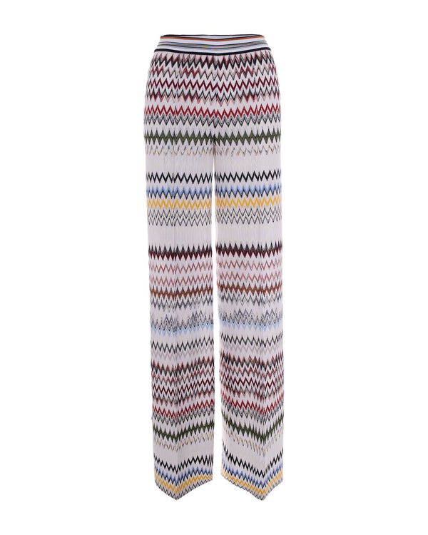 Wide Trousers Viscose Zig Zag Multicolour Multicolour/white