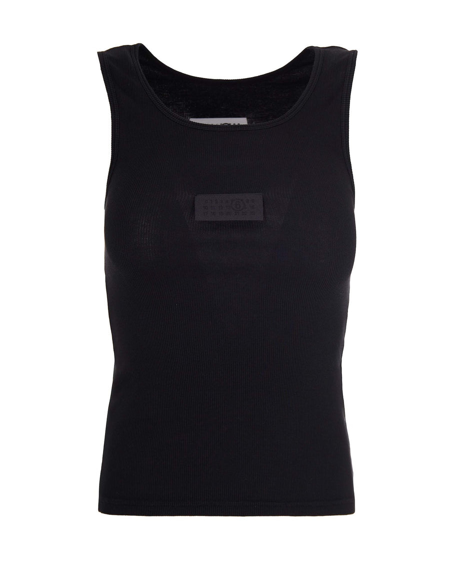 Ribbed Cotton Tank Top Black