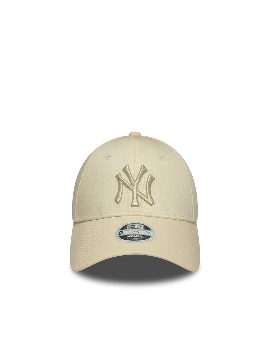 Baseball Cap Metallic Logo Light Beige Cotton Hat