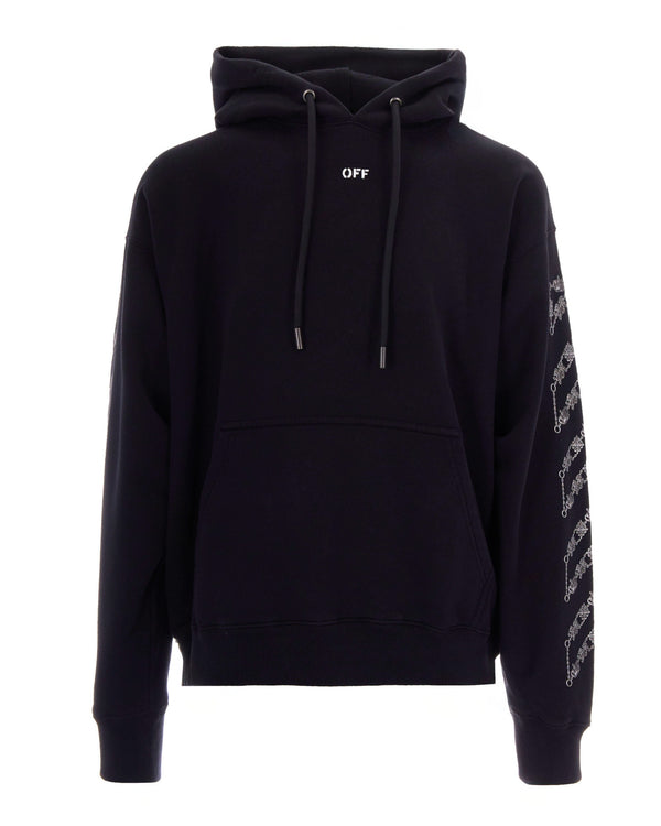 Hoodie Chain Araldic Arrow Black Cotton Sweatshirts