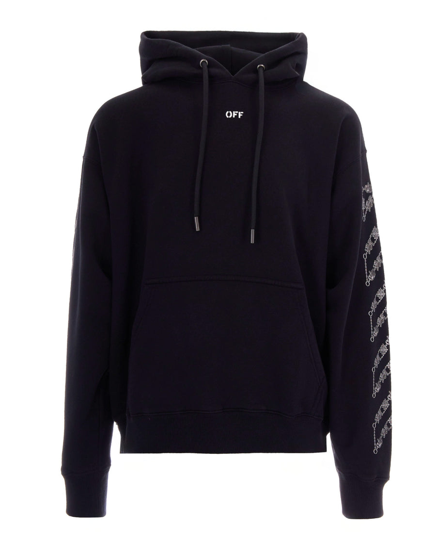 Hoodie Chain Araldic Arrow Black Cotton Sweatshirts