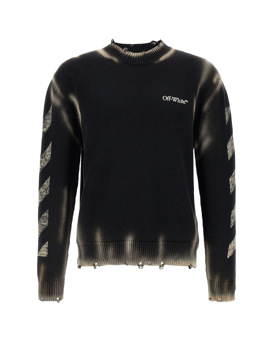 Knit Jumper Diag Corrosion Black Cotton Jumpers
