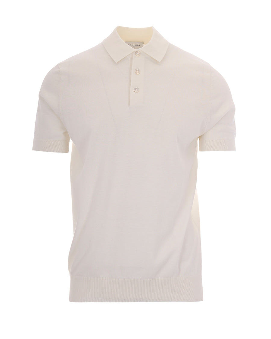 Polo Shirt Knit White Cotton