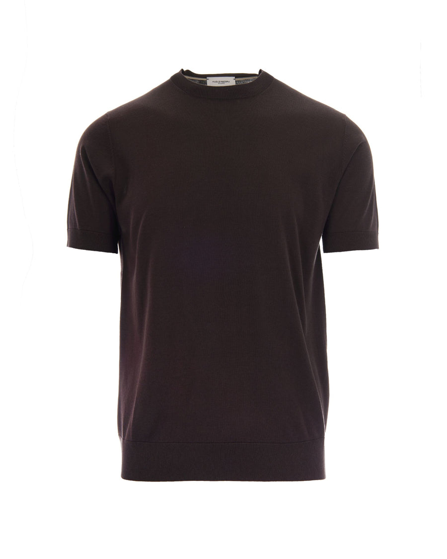 T-Shirt Lightweight Knit, Brown Silk T-shirts