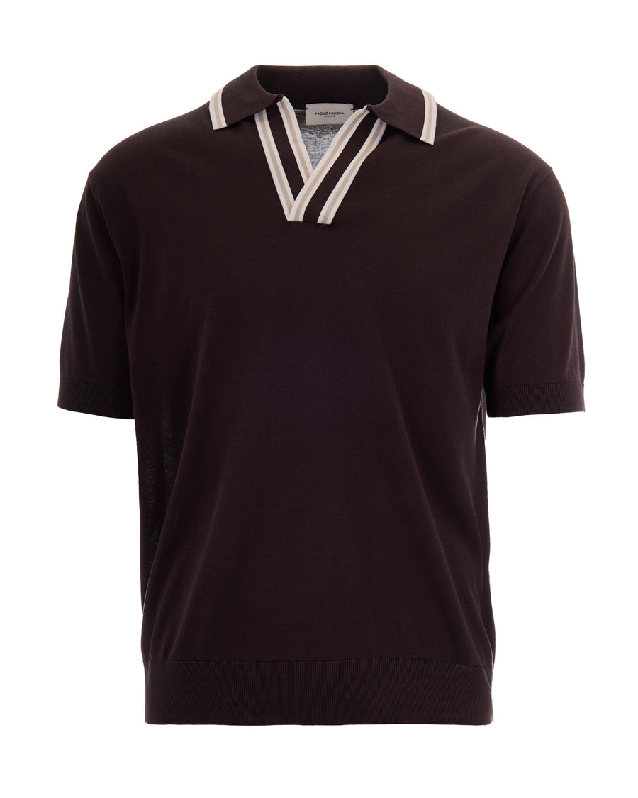 Polo Shirt Silk-Blend Brown