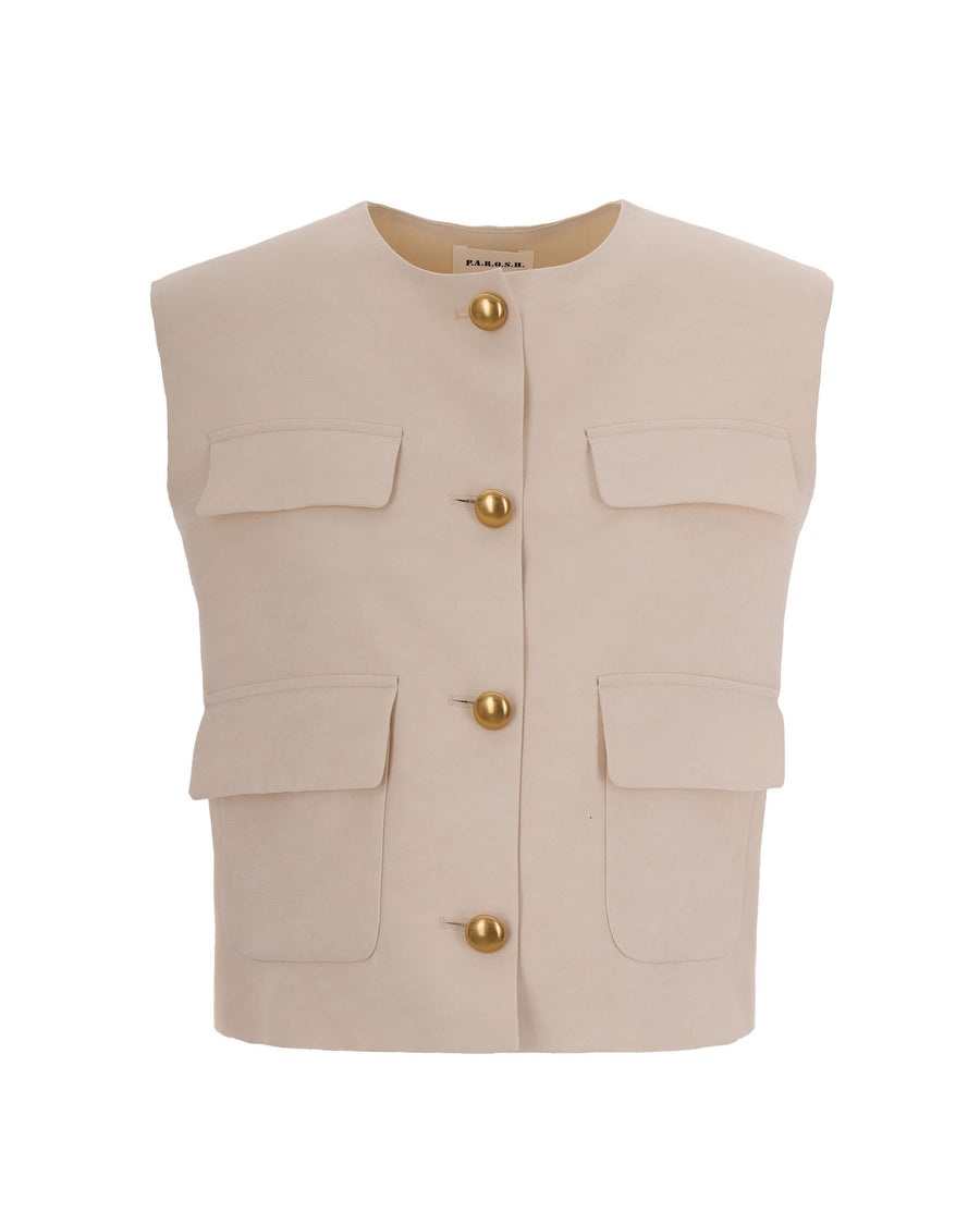 Gilet Lino Crema Sand Viscose Linen Waistcoats & Gilets