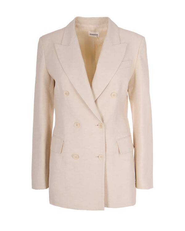 Double-Breasted Blazer Sand Viscose Jacket