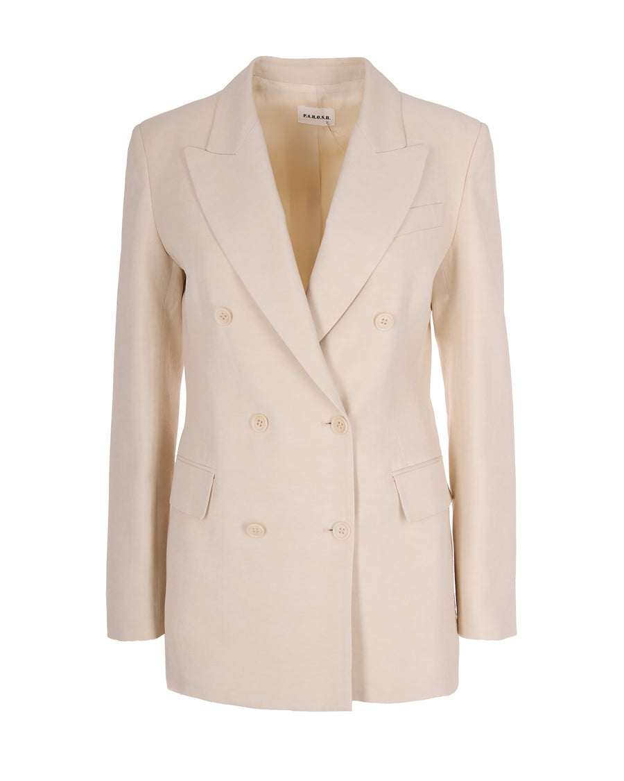 Double-Breasted Blazer Sand Viscose Jacket