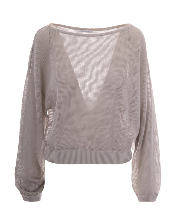 Knit Sweater Maglia Retata Fresh Grey Cotton Jumpers