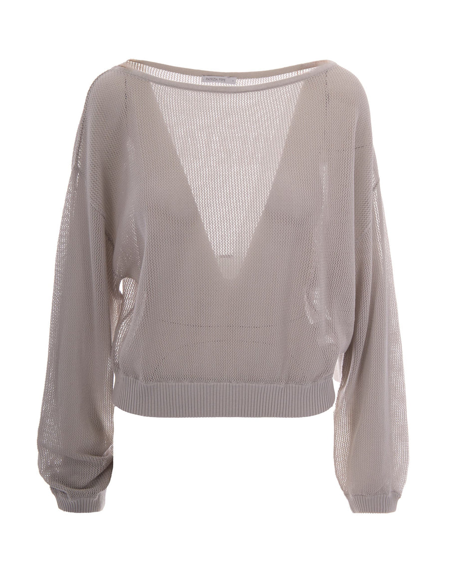 Knit Sweater Maglia Retata Fresh Grey Cotton Jumpers