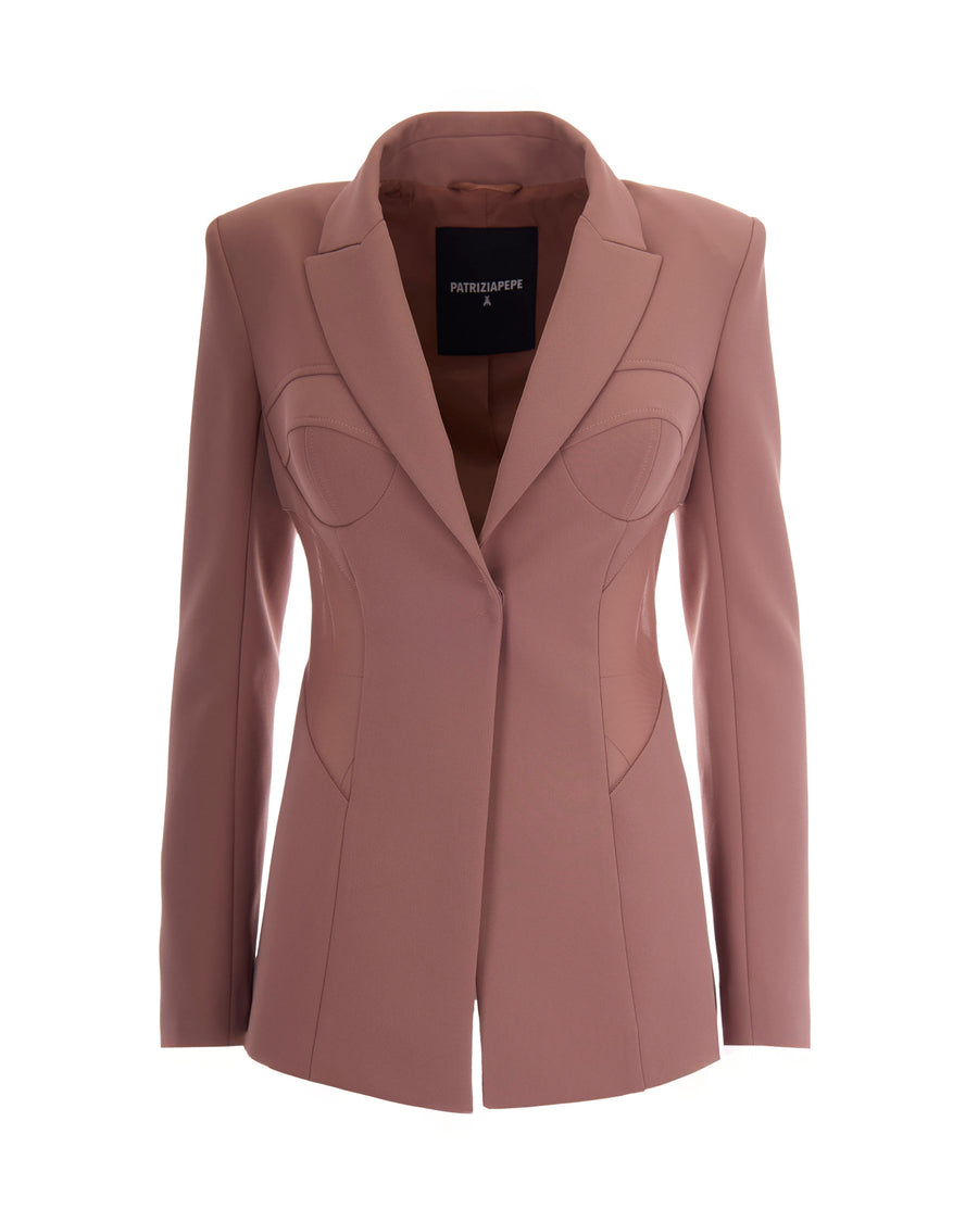 Blazer With Bustier Detail Terracotta Polyester Jacket