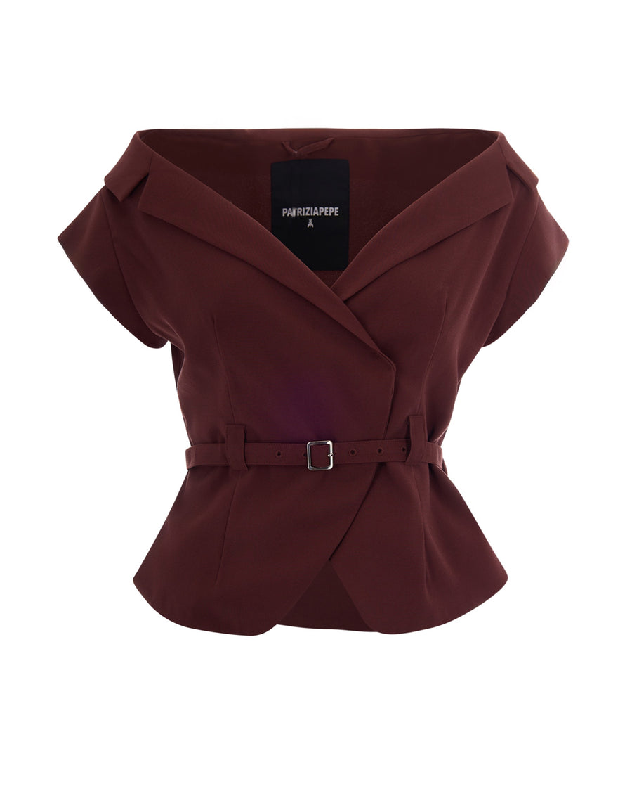 Blazer Unstructured Wood Brown Viscose Jacket