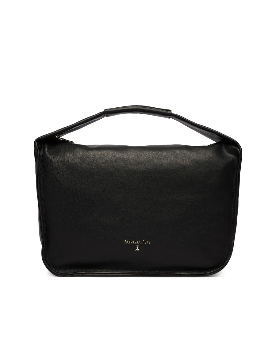 Shoulder Bag Black Leather Full-grain