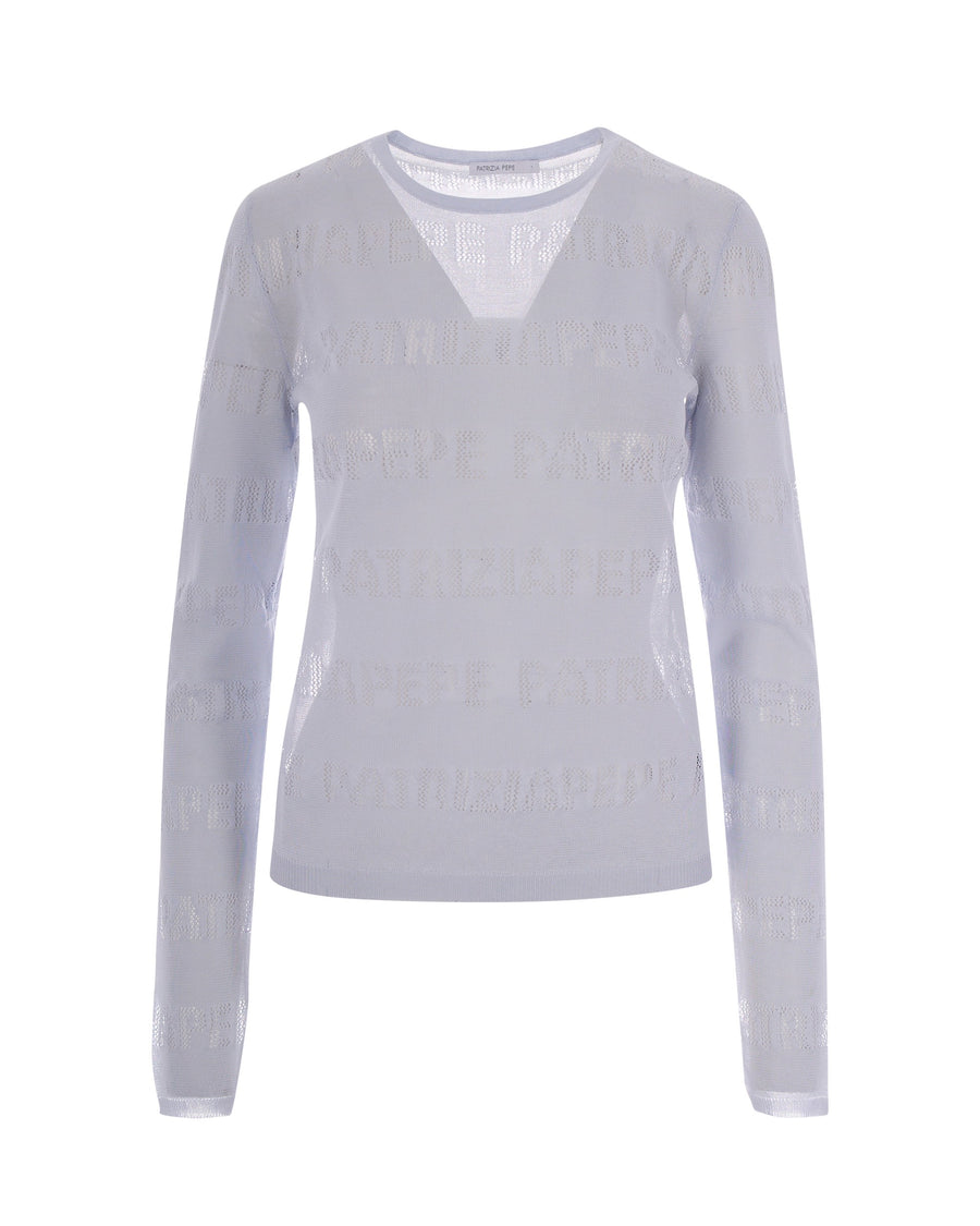 Crew Neck Logo Sweater Sky Grey Viscose Jumpers