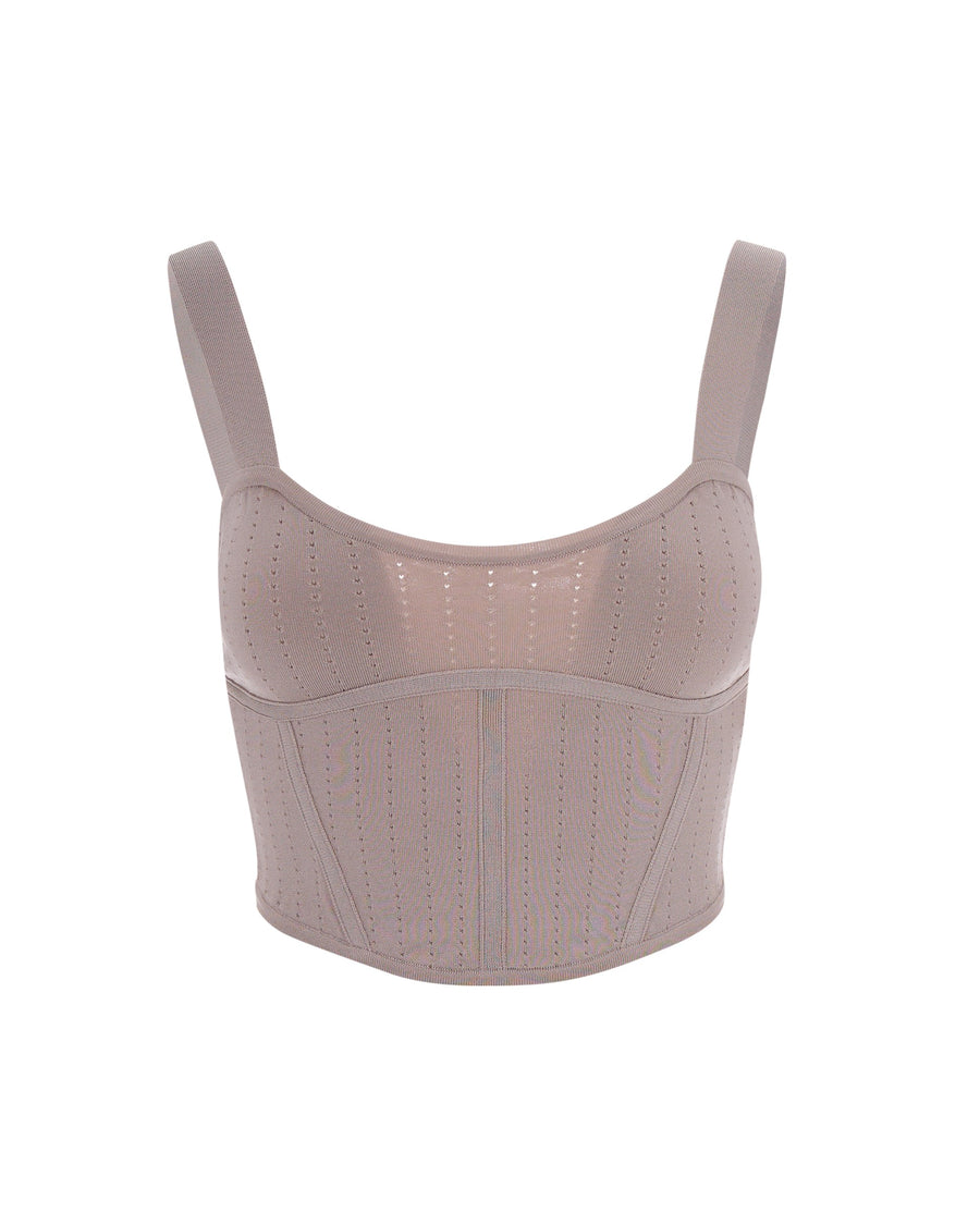 Bustier Top Jaquard Cloud Grey Viscose Tops