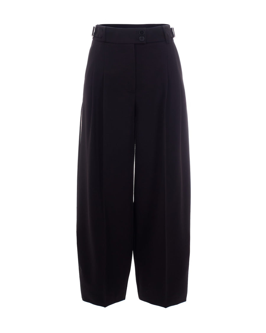 Palazzo Trousers With Satin Inserts Black/warm Ivory Main Fabric: Polyester
