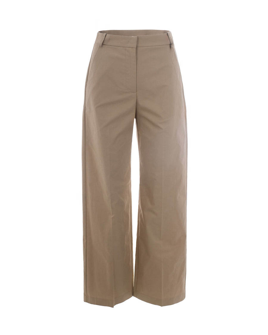 Wide-Leg Trousers Sand Beige Cotton