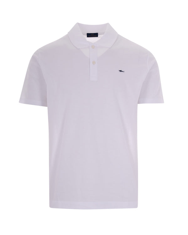 Polo Shirt Double Piqué White Cotton
