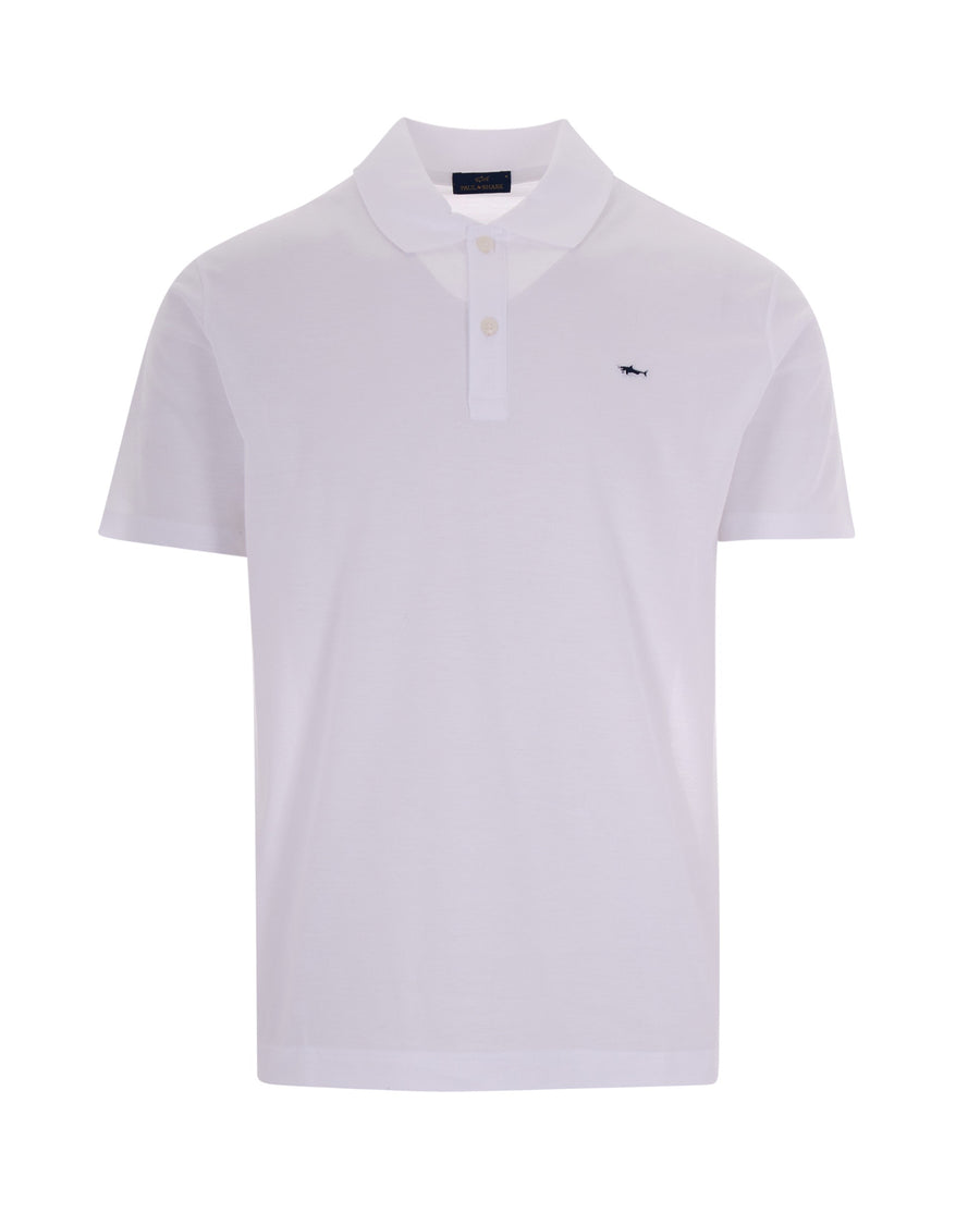Polo Shirt Double Piqué White Cotton