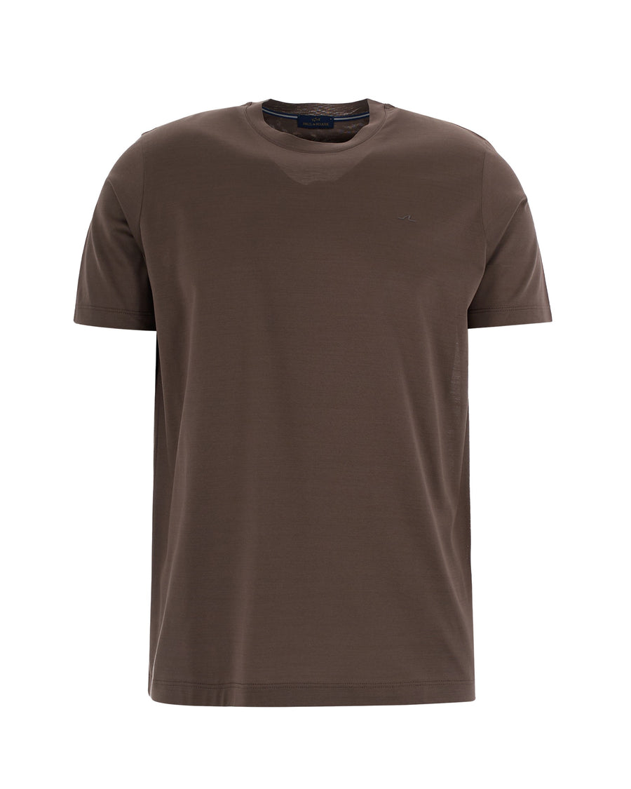 T-Shirt Ricamo Tabacco Brown Outside: Cotton T-shirts