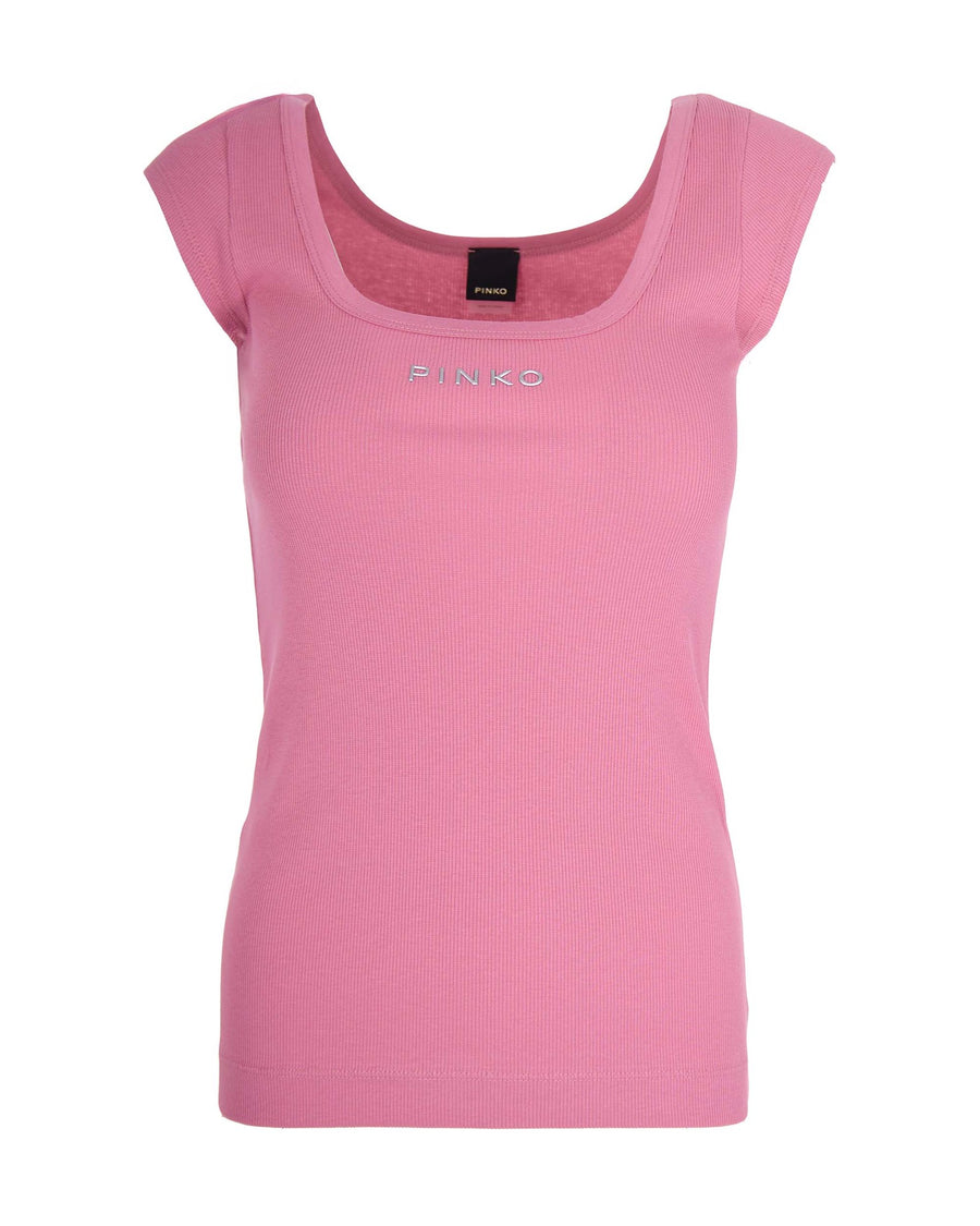 Ribbed Top Love Birds Pink Di Maggio Cotton Tops