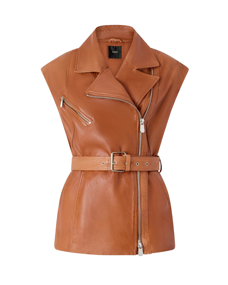 Gilet Gypsy Washed Leather Brown Cream Of Mocha Waistcoats & Gilets